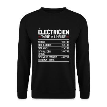 Électricien Idée Cadeau Humour - Sweat-shirt Unisexe - noir - Devant - Alina (178cm) & Michal (187cm)