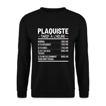 Plaquiste Idée Cadeau Humour - Sweat-shirt Unisexe - noir - Devant - Alina (178cm) & Michal (187cm)