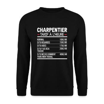 Charpentier Idée Cadeau Humour - Sweat-shirt Unisexe - noir - Devant - Alina (178cm) & Michal (187cm)
