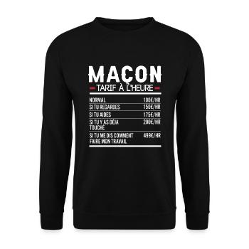 Maçon Idée Cadeau Humour - Sweat-shirt Unisexe - noir - Devant - Alina (178cm) & Michal (187cm)