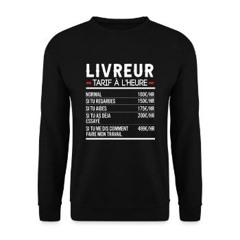 Livreur Idée Cadeau Humour Livraison - Sweat-shirt Unisexe - noir - Devant - Alina (178cm) & Michal (187cm)