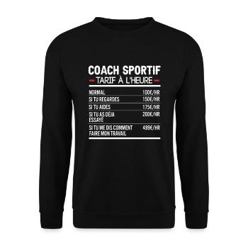 Coach Sportif Idée Cadeau Humour Sports - Sweat-shirt Unisexe - noir - Devant - Alina (178cm) & Michal (187cm)