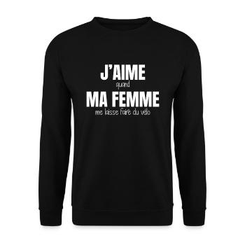 J'aime Quand Ma Femme Me Laisse Faire Du Vélo - Sweat-shirt Unisexe - noir - Devant - Alina (178cm) & Michal (187cm)