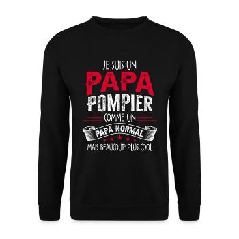 Papa Pompier Humour Cadeau De Noël Personnalisé - Sweat-shirt Unisexe - noir - Devant - Alina (178cm) & Michal (187cm)