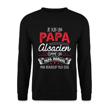Papa Alsacien Humour Cadeau De Noël Personnalisé - Sweat-shirt Unisexe - noir - Devant - Alina (178cm) & Michal (187cm)