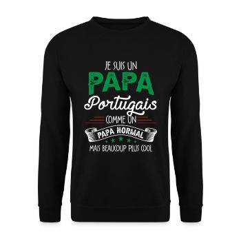 Papa Portugais Humour Cadeau De Noël Personnalisé - Sweat-shirt Unisexe - noir - Devant - Alina (178cm) & Michal (187cm)