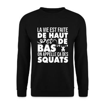 La Vie Est Faite De Haut Et De Bas Humour Fitness - Sweat-shirt Unisexe - noir - Devant - Alina (178cm) & Michal (187cm)