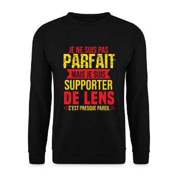 Cadeau Supporter Lens Foot Lensois Humour - Sweat-shirt Unisexe - noir - Devant - Alina (178cm) & Michal (187cm)