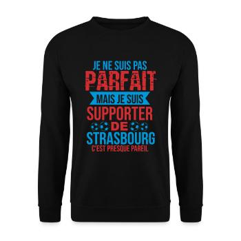 Cadeau Supporter Strasbourg Foot Strasbourgeois - Sweat-shirt Unisexe - noir - Devant - Alina (178cm) & Michal (187cm)