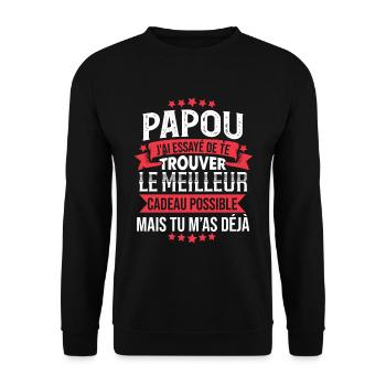 Papou Cadeau Noël Original Meilleur Grand Père - Sweat-shirt Unisexe - noir - Devant - Alina (178cm) & Michal (187cm)