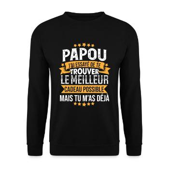 Papou Cadeau Noël Original Meilleur Grand Père - Sweat-shirt Unisexe - noir - Devant - Alina (178cm) & Michal (187cm)