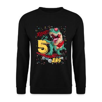 Roar J'ai 5 ans Cadeau D'anniversaire T Rex - Sweat-shirt Unisexe - noir - Devant - Alina (178cm) & Michal (187cm)