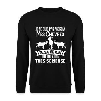 Chèvres Je Ne Suis Pas Accro Humour Fermier - Sweat-shirt Unisexe - noir - Devant - Alina (178cm) & Michal (187cm)