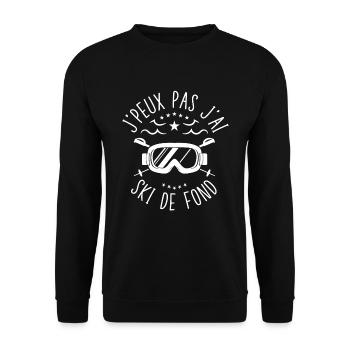 J'Peux Pas J'ai Ski De Fond Biathlon Cadeau Skieur - Sweat-shirt Unisexe - noir - Devant - Alina (178cm) & Michal (187cm)