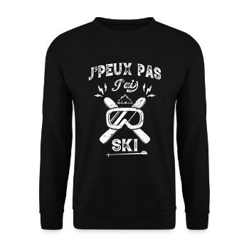 J'Peux Pas J'ai Ski Cadeau Pour Skieur Humour - Sweat-shirt Unisexe - noir - Devant - Alina (178cm) & Michal (187cm)