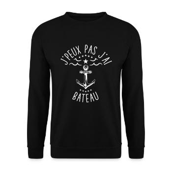 J'Peux Pas J'ai Bateau Idée Cadeau Marin Capitaine - Sweat-shirt Unisexe - noir - Devant - Alina (178cm) & Michal (187cm)