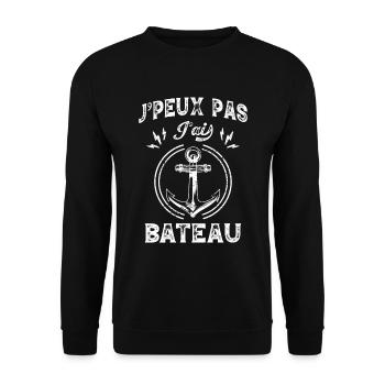 J'Peux Pas J'ai Bateau Idée Cadeau Marin Capitaine - Sweat-shirt Unisexe - noir - Devant - Alina (178cm) & Michal (187cm)