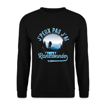 J'Peux Pas J'ai Randonnée Humour Rando Montagne - Sweat-shirt Unisexe - noir - Devant - Alina (178cm) & Michal (187cm)