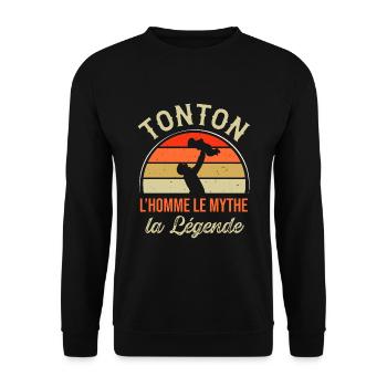 Tonton L'homme Le Mythe La Légende Cadeau Meilleur - Sweat-shirt Unisexe - noir - Devant - Alina (178cm) & Michal (187cm)