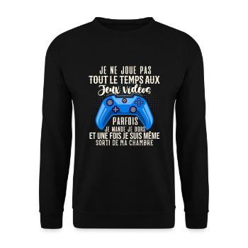 Accro Aux Jeux Vidéo Idée Cadeau Pour Ado Gamer - Sweat-shirt Unisexe - noir - Devant - Alina (178cm) & Michal (187cm)