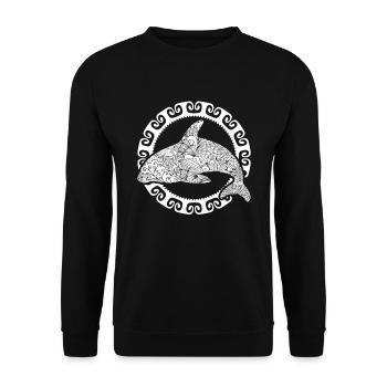 Hai Symbol Maori Muster Neuseeland - Unisex Pullover - Schwarz - Vorne - Alina (178cm) & Michal (187cm)