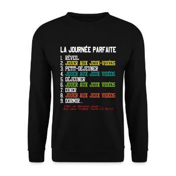 Cadeau Geek Gamer Ado La Journée Parfaite Humour - Sweat-shirt Unisexe - noir - Devant - Alina (178cm) & Michal (187cm)