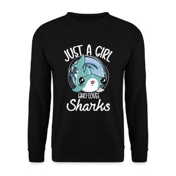 Just A Girl Who Loves Sharks - Unisex Sweatshirt - black - Front - Alina (178cm) & Michal (187cm)