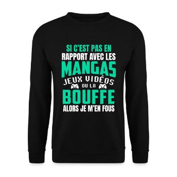 Cadeau Ado Geek Garçon Otaku Manga Et Jeux Vidéo - Sweat-shirt Unisexe - noir - Devant - Alina (178cm) & Michal (187cm)