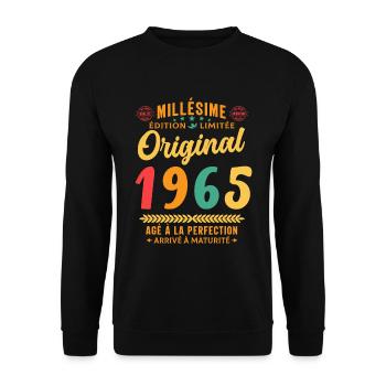 57 ans Millésime 1965 Original Cadeau - Sweat-shirt Unisexe - noir - Devant - Alina (178cm) & Michal (187cm)