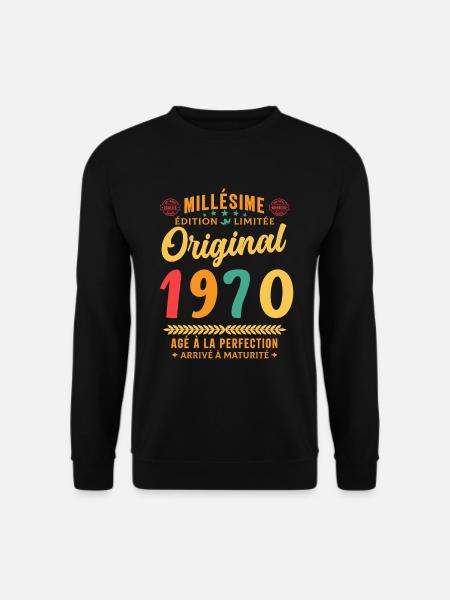 52 ans Millésime 1970 Original Cadeau - Sweat-shirt Unisexe - noir