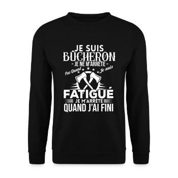 Cadeau Bûcheron T-shirt Drôle Homme Travailleur - Sweat-shirt Unisexe - noir - Devant - Alina (178cm) & Michal (187cm)