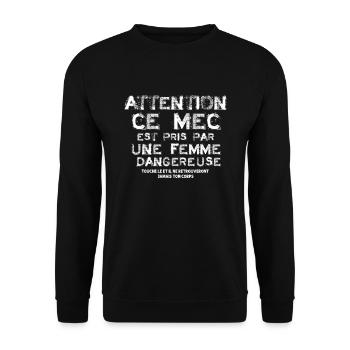 Cadeau Saint Valentin Couple Ce Mec Est Pris - Sweat-shirt Unisexe - noir - Devant - Alina (178cm) & Michal (187cm)