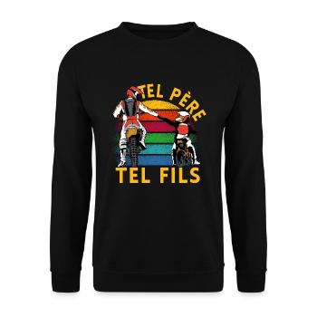 Tel Père Tel Fils Cadeau Motard Humour Motocross - Sweat-shirt Unisexe - noir - Devant - Alina (178cm) & Michal (187cm)