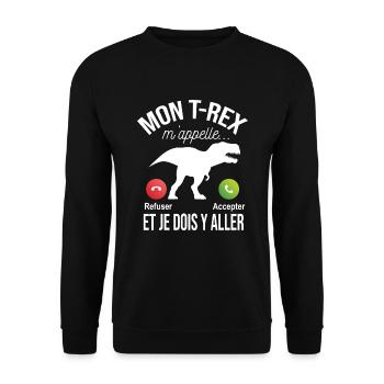 Mon T Rex M'appelle Cadeau Dinosaure Humour - Sweat-shirt Unisexe - noir - Devant - Alina (178cm) & Michal (187cm)