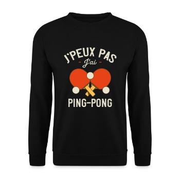 J'Peux Pas J'ai Ping Pong Cadeau Tennis De Table - Sweat-shirt Unisexe - noir - Devant - Alina (178cm) & Michal (187cm)