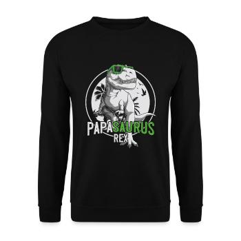 Papasaurus Papa Dinosaurier Vatertag Geschenk - Unisex Pullover - Schwarz - Vorne - Alina (178cm) & Michal (187cm)