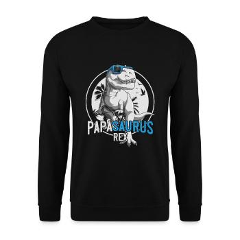 Papasaurus Papa Dinosaurier Vatertag Geschenk - Unisex Pullover - Schwarz - Vorne - Alina (178cm) & Michal (187cm)