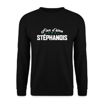 Fier Stéphanois Cadeau Supporter Saint Étienne - Sweat-shirt Unisexe - noir - Devant - Alina (178cm) & Michal (187cm)