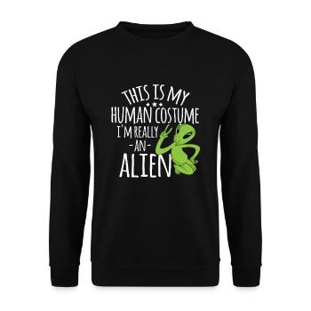 This Is My Human Costume I'm Really An Alien Funny - Unisex Sweatshirt - black - Front - Alina (178cm) & Michal (187cm)