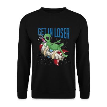 Funny Alien UFO Science Fiction Alien - Unisex Sweatshirt - black - Front - Alina (178cm) & Michal (187cm)