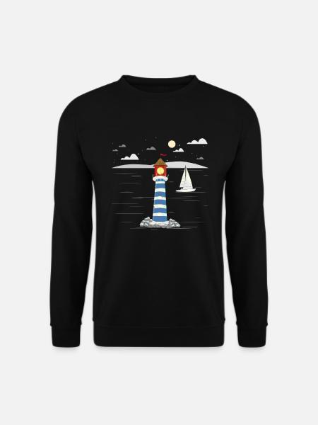 Segeln Geschenkidee Segelboot Küste Leuchtturm - Unisex Pullover - Schwarz
