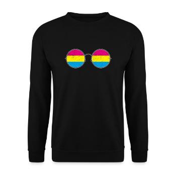 Pan Pride Sunglasses LGBT Gift Pansexual - Unisex Sweatshirt - black - Front - Alina (178cm) & Michal (187cm)