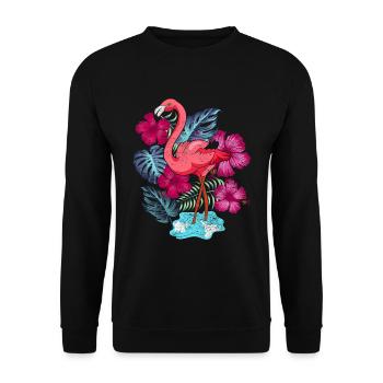 Tropischer Vogel Tierliebhaber Geschenk Flamingo - Unisex Pullover - Schwarz - Vorne - Alina (178cm) & Michal (187cm)