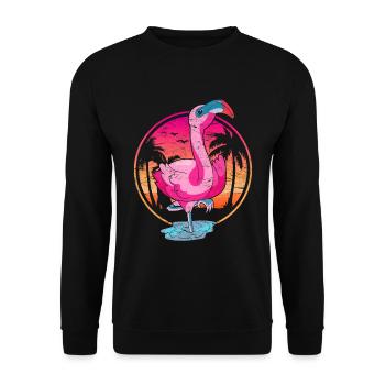 Summer Sunset Animal Gift Flamingo - Unisex Sweatshirt - black - Front - Alina (178cm) & Michal (187cm)