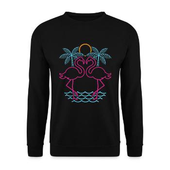 Amoureux des animaux Cadeau Oiseau Rétro Rose Flamant Rose - Sweat-shirt Unisexe - noir - Devant - Alina (178cm) & Michal (187cm)