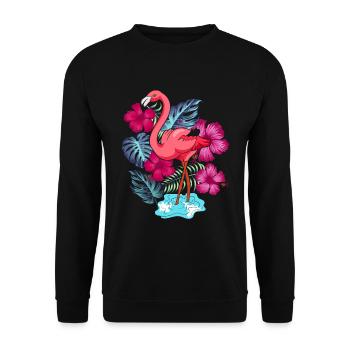 Tropical Animal Summer Gift Pink Flamingo - Unisex Sweatshirt - black - Front - Alina (178cm) & Michal (187cm)