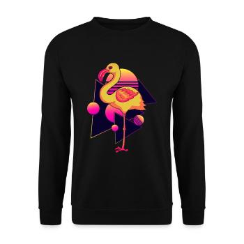 Summer Vaporwave Tropical Animal Gift Flamingo - Unisex Sweatshirt - black - Front - Alina (178cm) & Michal (187cm)