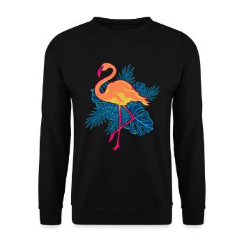 Rose Flamant Cadeau Été Zoo Animal Flamant Rose - Sweat-shirt Unisexe - noir - Devant - Alina (178cm) & Michal (187cm)