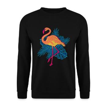 Zoo Tier Geschenk Sommer Tropen Vogel Flamingo - Unisex Pullover - Schwarz - Vorne - Alina (178cm) & Michal (187cm)
