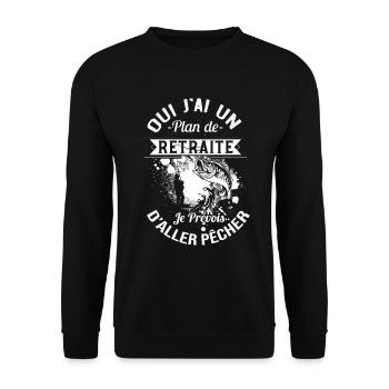 Retired Fisherman Gift Fishing Retirement Plan - Unisex Sweatshirt - black - Front - Alina (178cm) & Michal (187cm)
